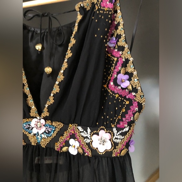 Vintage Y2K luxury designer Matthew Williamson beaded sheer black tank - Picture 5 of 17